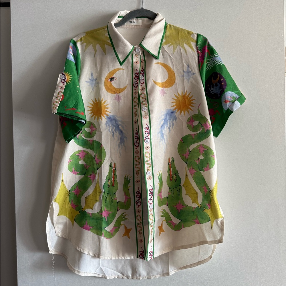 Colorful Short Sleeve button down Shirt